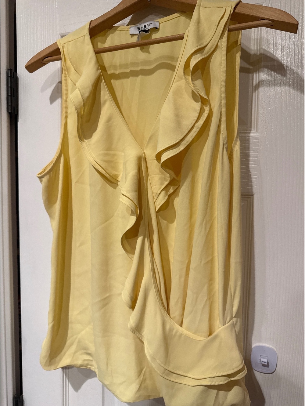 WHBM Yellow Sleeveless Ruffle Blouse Top XL